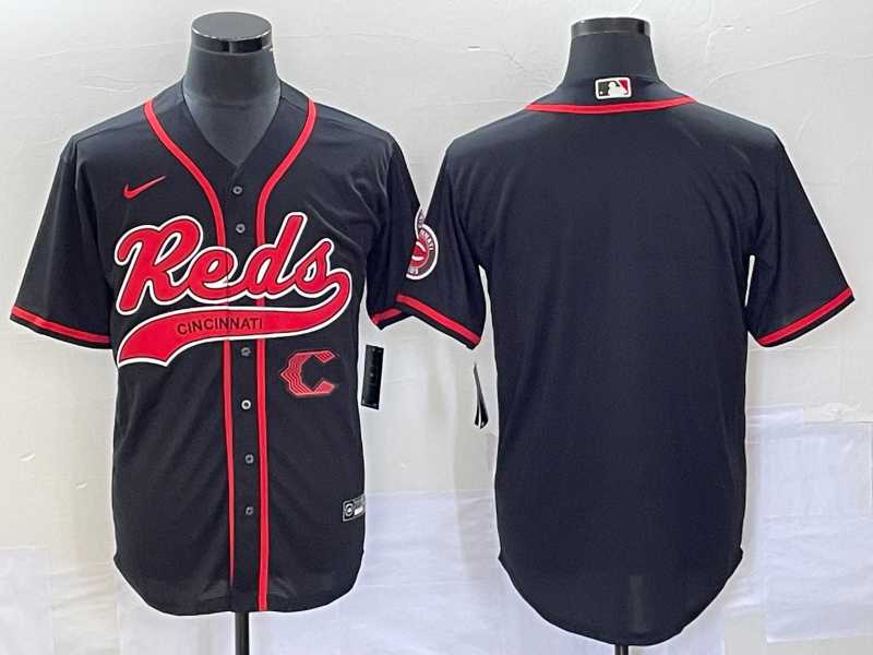 Mens Cincinnati Reds Black With Patch Cool Base Stitched Baseball Jerseys